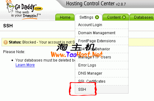 Godaddy支持SSH